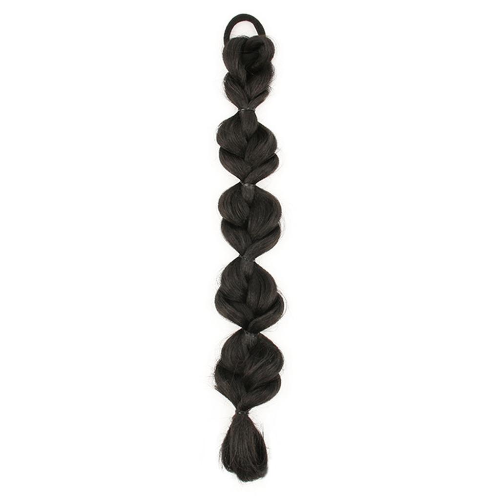 Synthetic Cute Women Ponytail Braid Wig Heat-Resistant Long-Wavy Hair Extension Ponytail Fashion Bubble Braid Wig For Daily Wear