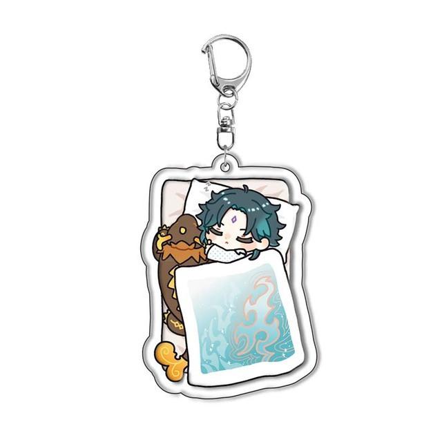 Genshin Impact Acrylic Keychains Arlecchino Sigewinne Lyney Wriothesley Clorinde Lynette Diluc Mona Keyrings Pendants Figure Toy