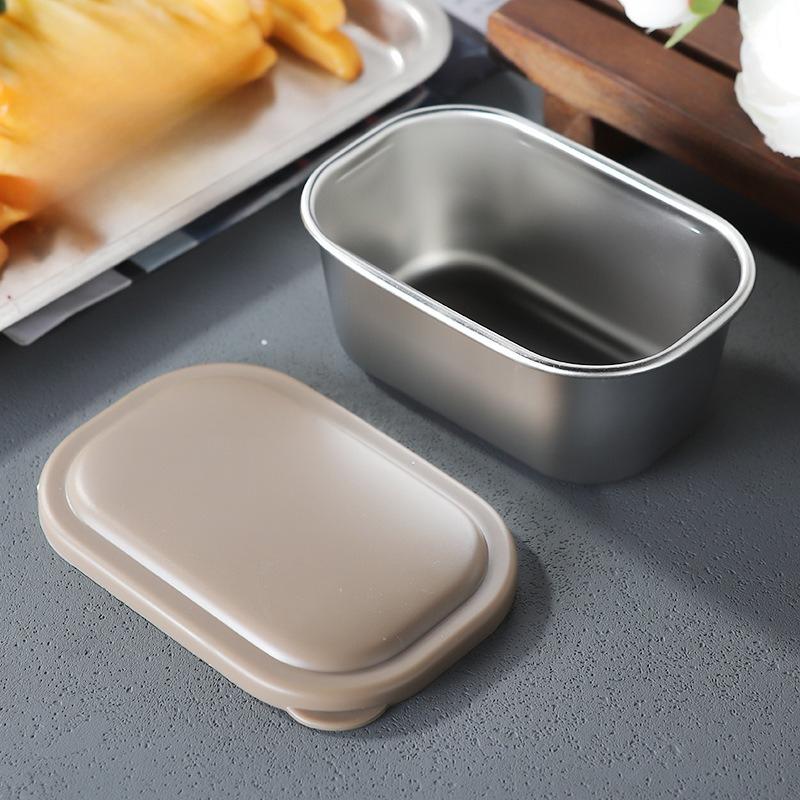 

Соусница из нержавеющей стали 304 с герметичной крышкой, контейнер для приправ, герметичная силиконовая крышка, контейнер для приправ, портативный контейнер для хранения коричневый