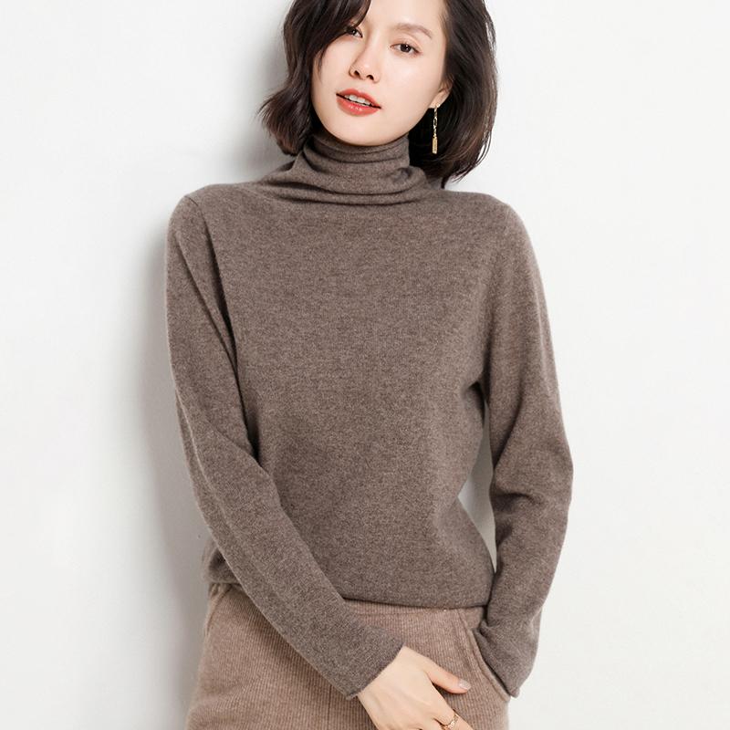 Women Turtleneck Sweater 100% Merino Wool Cashmere Sweaters Knitted Pullover Winter Female Jumper Knit Top