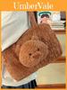 Soft Plush Bear Shoulder Bag With Twin Straps For Winter Casual Wear
