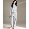 D.F.DEAR 2026 Spring Women's Solid Color Zipper Sweatshirt & Wide-Leg Pants Set