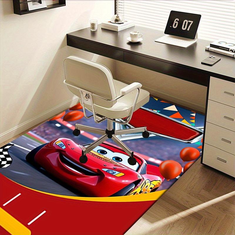 Office Rug Lightning McQueen, Pixar Cars theme 3D Printed Anti-Slip Rug-Machine Washable for Living Room