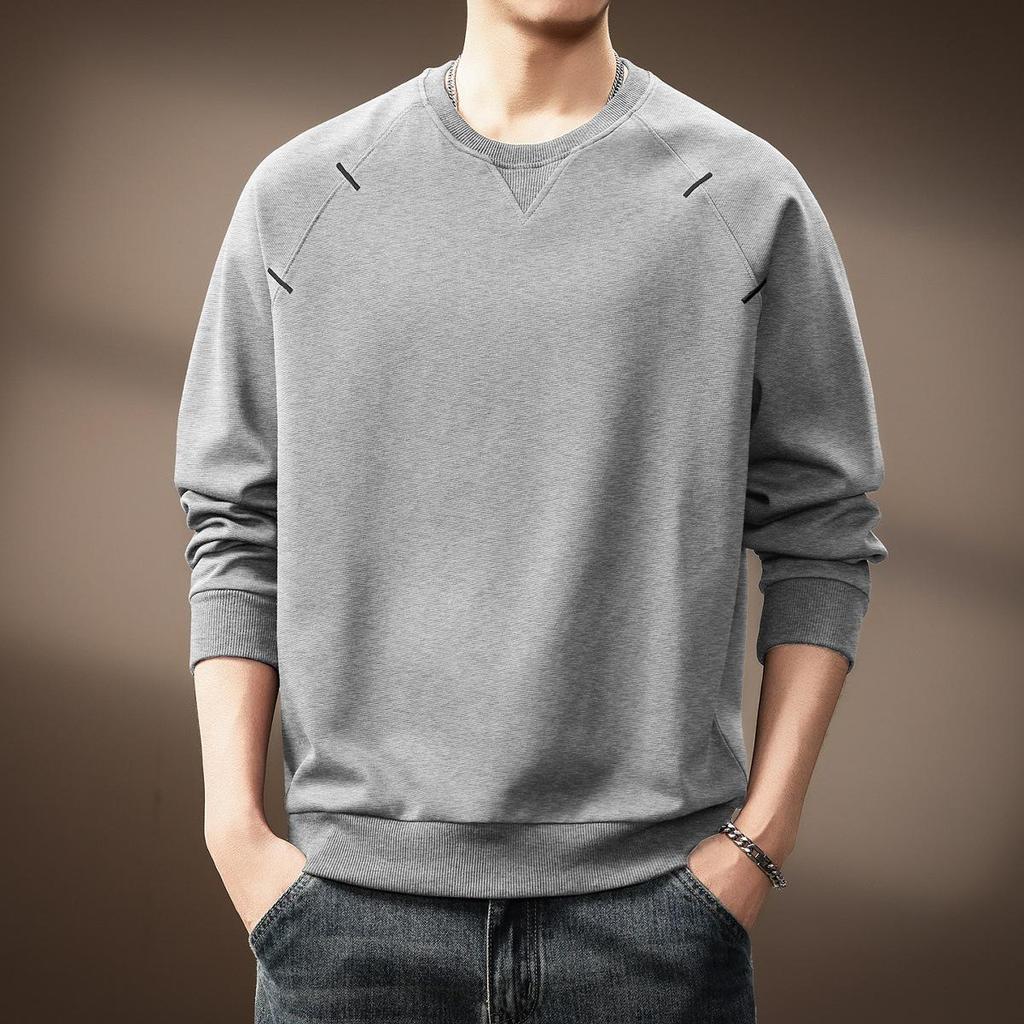 Men's Trendy Patchwork Long-Sleeve Hoodie - Autumn Casual Loose Fit Round Neck