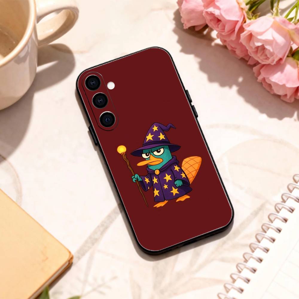 cute Cartoon P-Perry The P-Platypus   phone Case For Samsung Galaxy A73,A72,A71,A70,A53,A52,A51,Others Soft Black Shell
