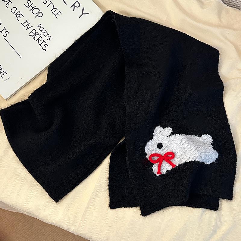 Luochi Knitting Scarf: Cozy Imitation Cashmere Cartoon Wool Neck Warmer for Women, Korean Style