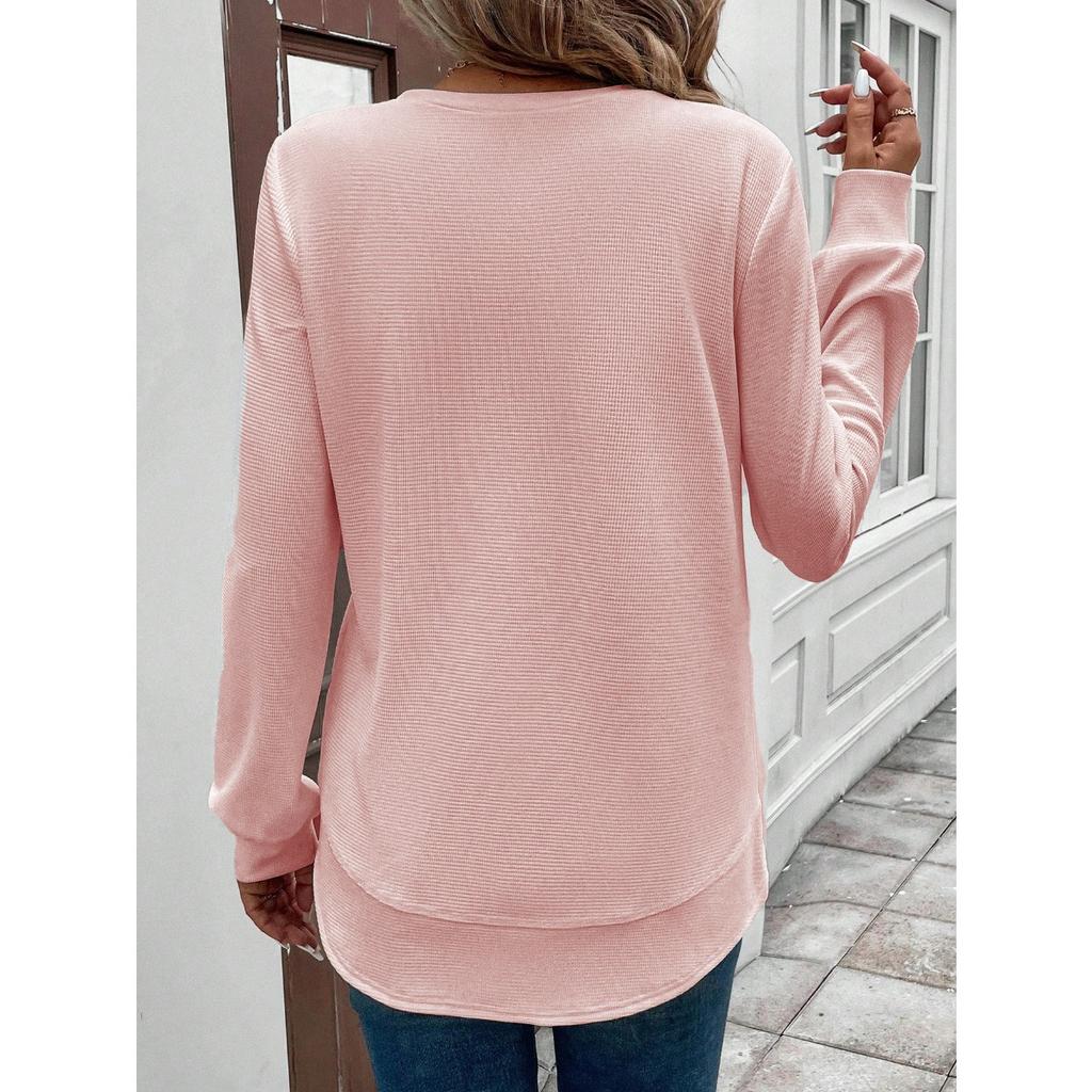 Autumn and Winter New Loose Temperament Fashionable Women's Clothing Solid Color Round Neck Long Sleeved Sweatshirt