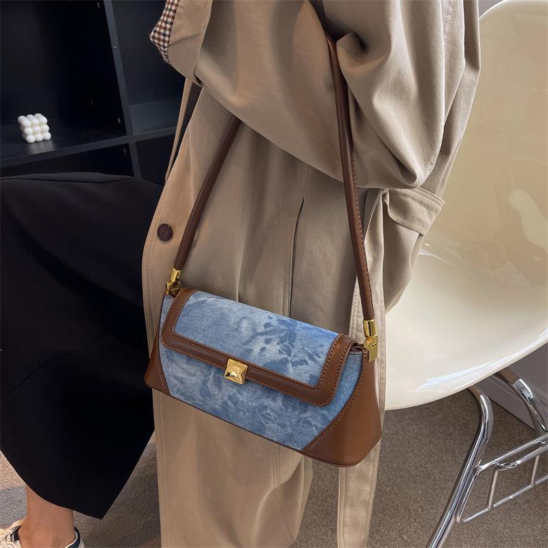Vintage Denim  Handbags Women Hot Girls Patchwork Casual Shoulder Bags Female Retro Harajuku Underarm Bag  New