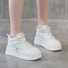 Color Matching 32 Inner Height Increase White Shoes Women's 2025 New Spring and Autumn Thick-soled Versatile Black and White Star Waterproof Table Cas