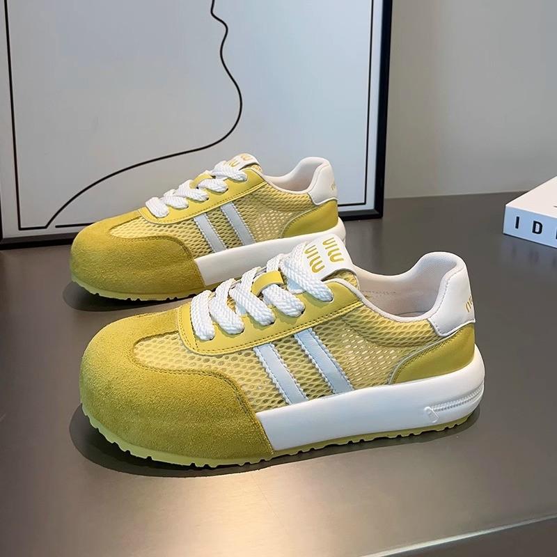 Mesh breathable German training shoes women's 2025 summer new leather versatile little white shoes lightweight platform sports and leisure board shoes