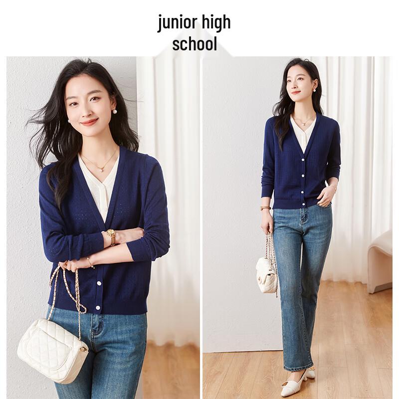 Chushen Damen V-Ausschnitt Faux-Zweiteiler Wollmischung Stricktop