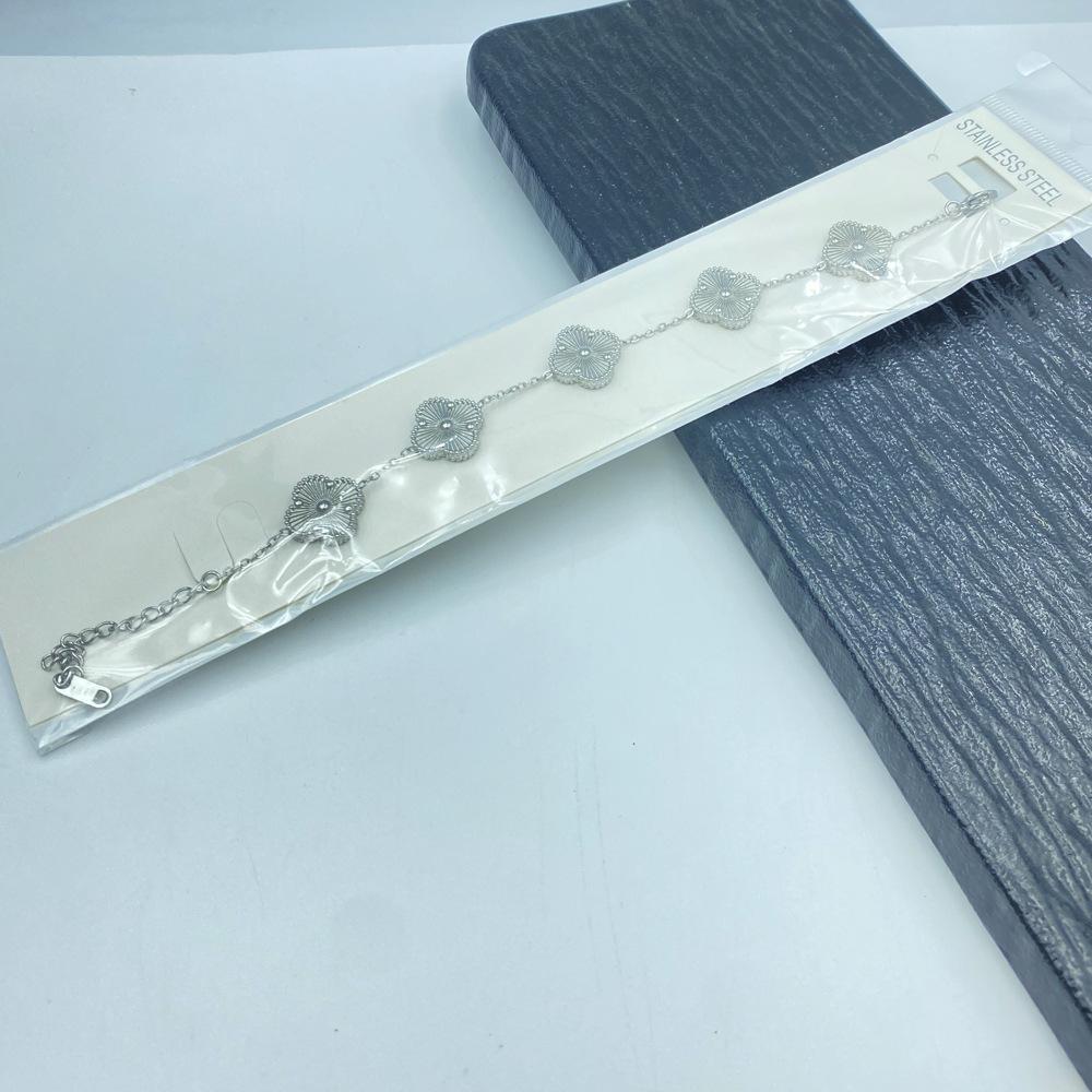 15MM Titanová ocel Čtyřlístek Pět květů Náramek Vysoce kvalitní Neztrácí barvu Dámský náramek