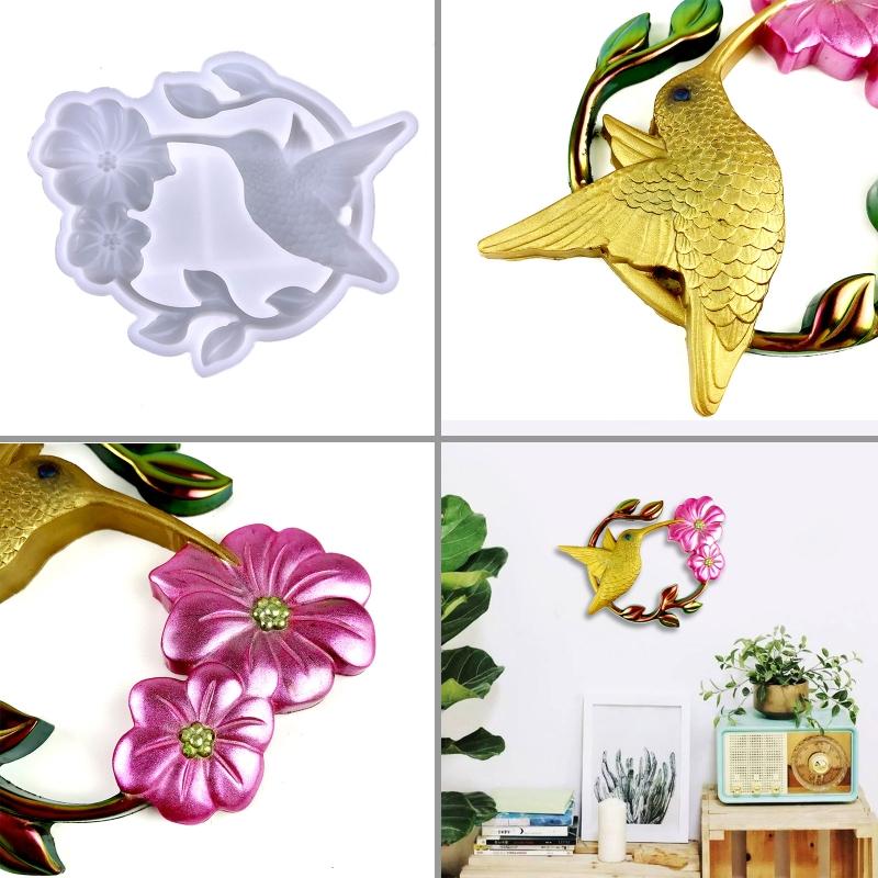 Semi-stereoscopic Hummingbird Wall Ornaments Drop Glue Mold Diy Wall Pendant Desktop Decoration Epoxy Silicone Mold