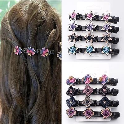 Moda kristal çiçekler saç klipleri kadınlar kızlar için Rhinestones örgü tokalar patlama yan klip tokalarım kore saç aksesuarları