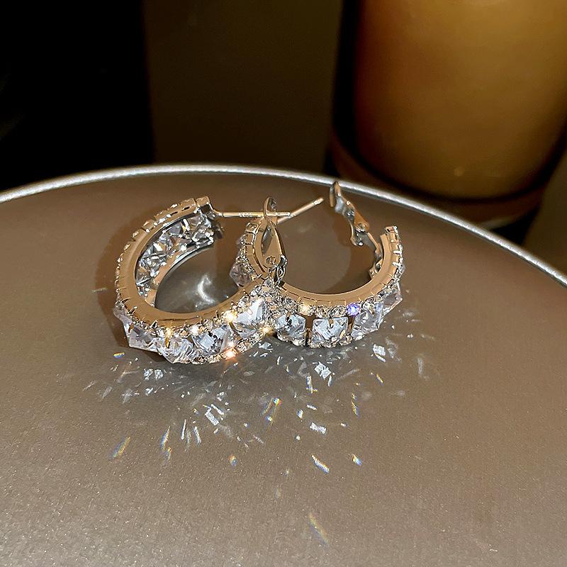 High-end wheat ear zircon ear buckle year-old niche fashion design earrings popular versatile temperament earrings
