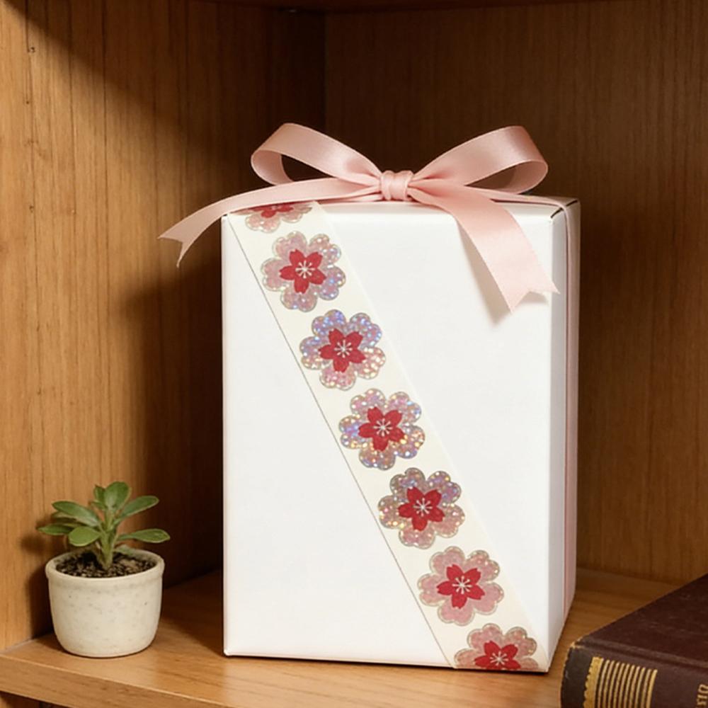 100-500pcs Laser Pink Floral Pattern Stickers Birthday Wedding Party Gift Wrapping Label Scrapbook Stationery Stickers