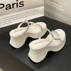 Thick-bottomed French rhinestone slippers for women's outer wear 2025 new summer retro comfortable versatile muffin bottom cool slippers