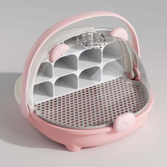 Silkworm Breeding Box Transparent Silkworm Growth Box Habitat Cage with Handle Small Animals Breeding Space Capsule Hatching Container