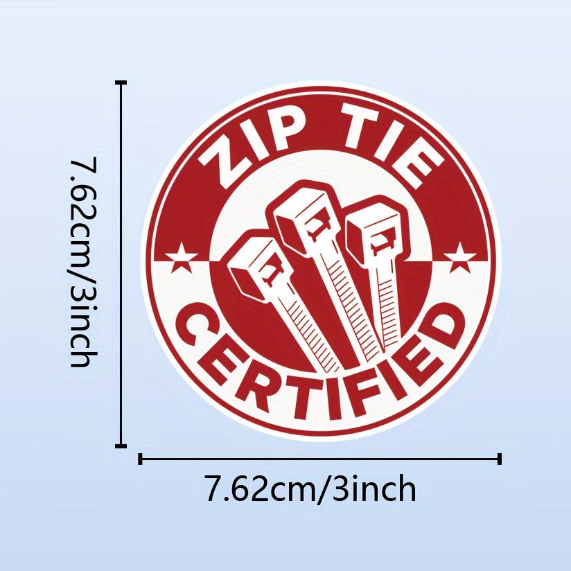 1pc Zip Tie Certified Motorcycle Stickers Funny Technician Mechanic Electrician Construction Waterproof Decals for Racing Helmet
