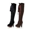 High Heel Martin Boots, Suede Front Lace-Up High Boots, Round Head Water Table  Boots Large Size F