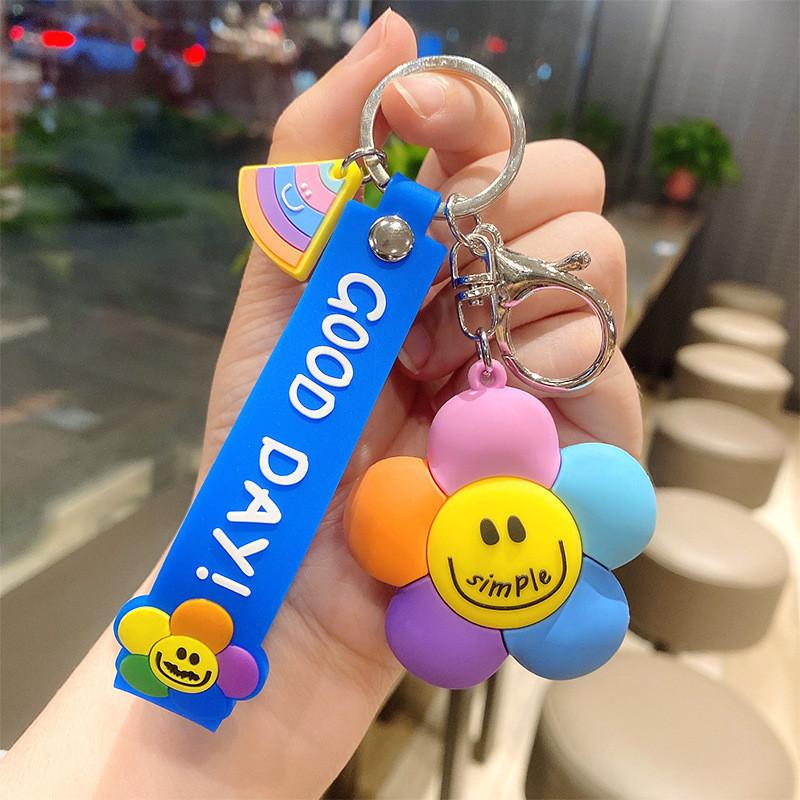 Colorful Adorable Smiley Face Keychain Cute Cartoon Pvc Keyring For Birthdays Parties And