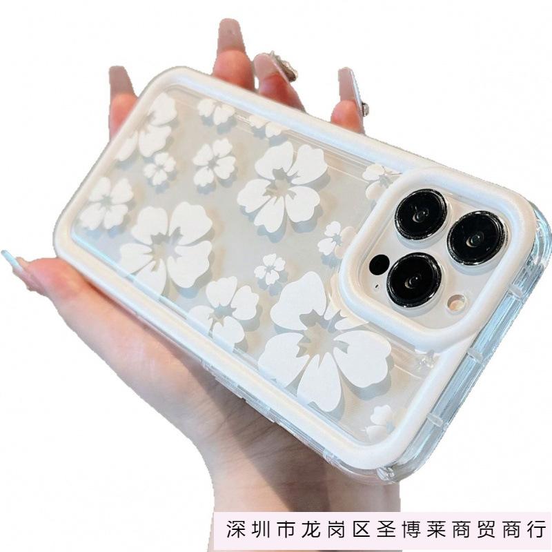 White frame Huahua is suitable for Apple 16promax mobile phone case 15plus Europe and America 14 personality 13 airbag 12 transparent