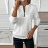 Women's Fashion Long-Sleeved Solid-Colour Casual Pullover Slim-Fit Zipper Top