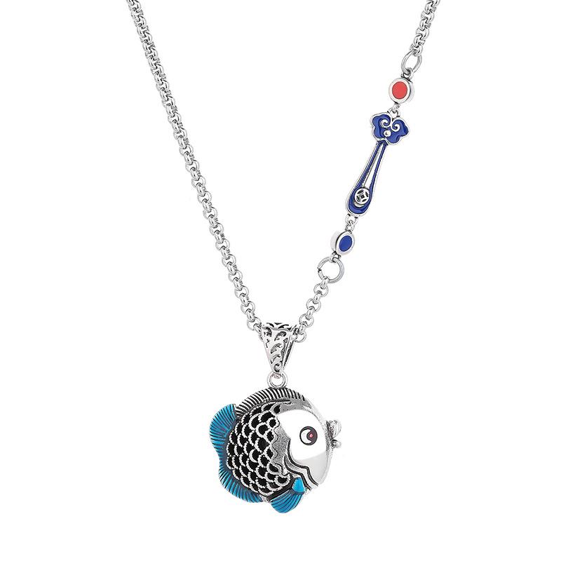 Personalized, Fashionable and Simple Pendant, The Other Side Flower Retro and Old Craftsmanship, Exquisite Little Fat Fish, Cute Matching Accessories