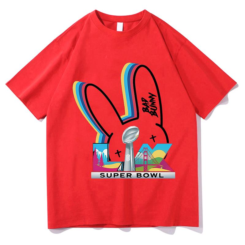 

Bad Bunny Super Bowl Tshirts Short Sleeve Pure Cotton Oneck Fashion Tshirts Men Women Clothing Unisex Breathable Hip Hop Tops L