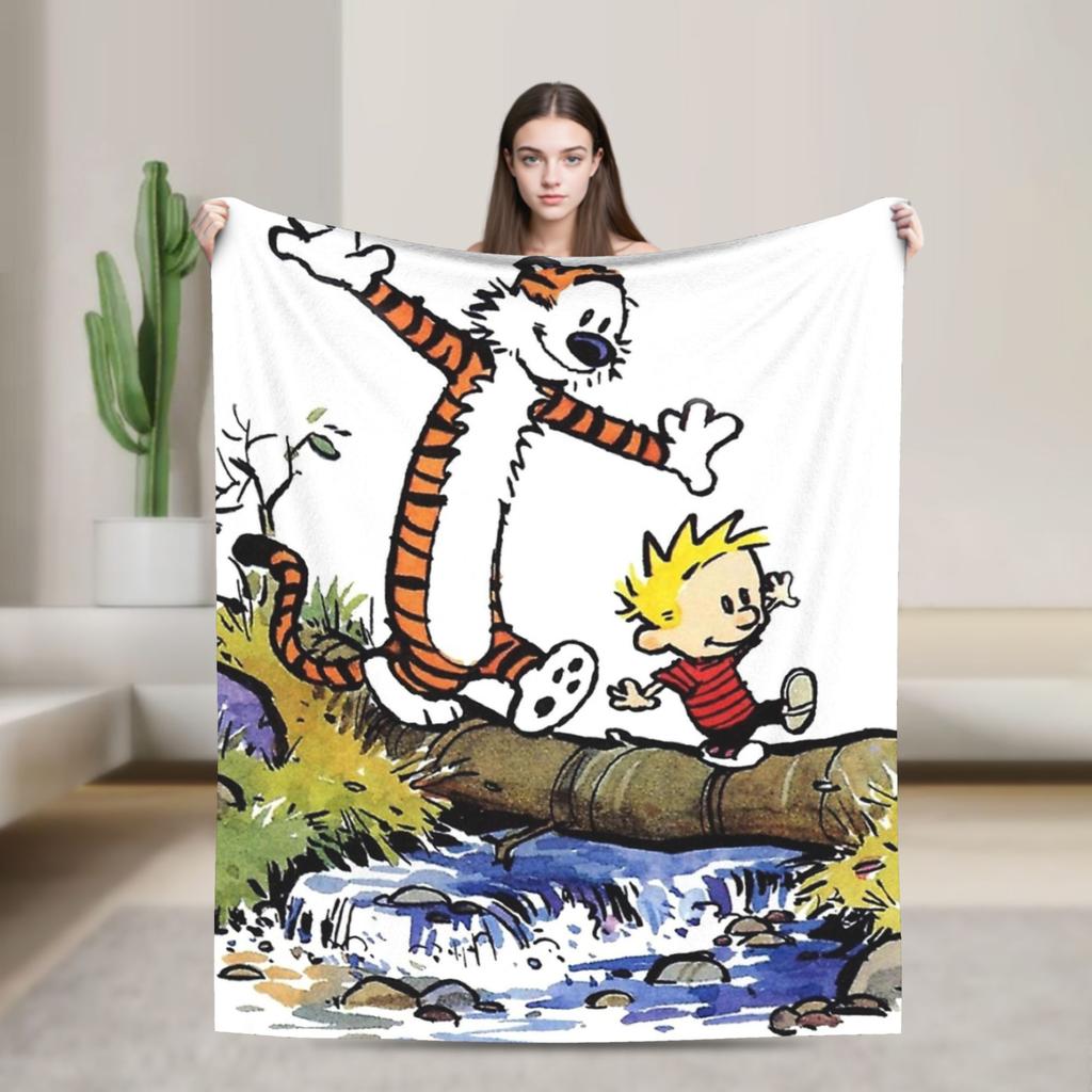 Airplane Travel Calvined and Hobbes Throw Blanket Flannel Bedspread For Couch Chair Sofa Bed Novelty Sofa Bed Cover