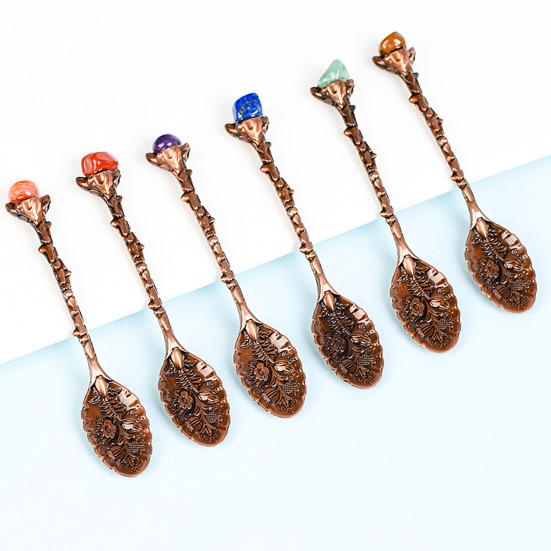 Crystal Coffee Scoop Vintage Carved Stirring Spoon Irregular Polished Stone Dessert Spoon