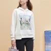 Fila 2023 Autumn New Knit Hooded Sweatshirt Loose Fashion Monet Print Women Tops Ceramic-White F11W348218F-IV
