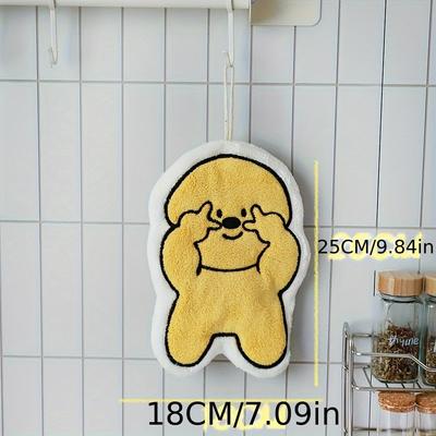 1pc Adorable Puppy Elephant Hand Towels Ultra Soft Coral Fleece, Quick Dry, 300gsm Perfect for Bathroom Kitchen Decor - Modern Style, Machine Washable
