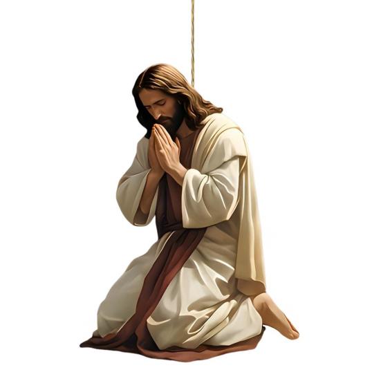 Yousheng 2D Acrylic Jesus Christ Ornament Car Rearview Mirror Hanging Decor Auto Interior Religious Gift for Christian Retro Faith Accessories