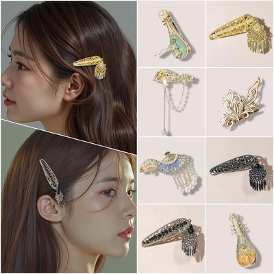 Retro Tassel Pearl Hairpin - Chinese Ethnic Updo Duckbill Clip for Women
