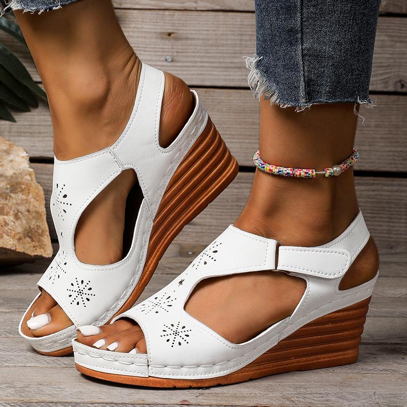 Fashion Women's Summer White Wedge Sandals Plus Size Lightweight Non Slip Walking Sandals Woman Comfortable Casual Beach Shoes for Women