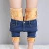 Women's High-Waisted Fleece-Lined Slim-Fit Denim Jeans for Winter Warmth