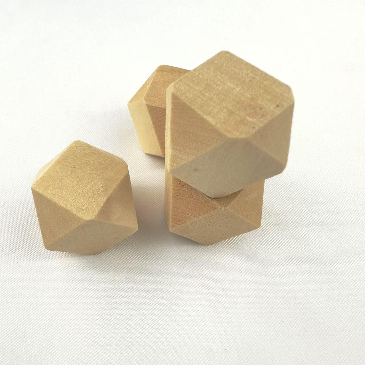 DIY Huali Wood Octagonal Beads, 20mm, Large Hole 4mm, Natural Wooden Irregular Polygon Bead Accessories Diameter 2cm, Hole 4mm