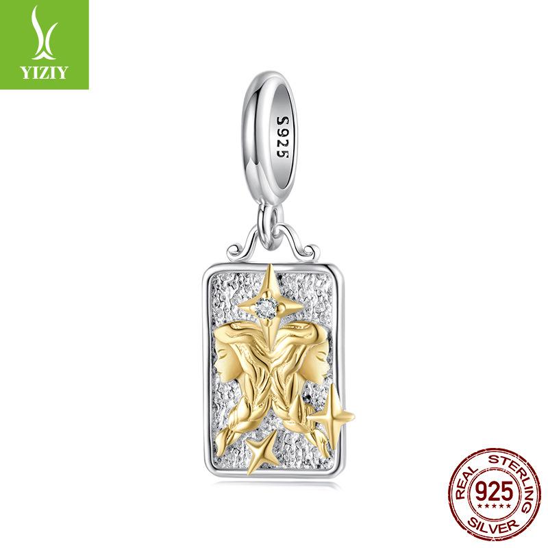 S925 Sterling Silver Twelve Constellations Pendant Jewelry Accessories Personalized Versatile Diy Beads