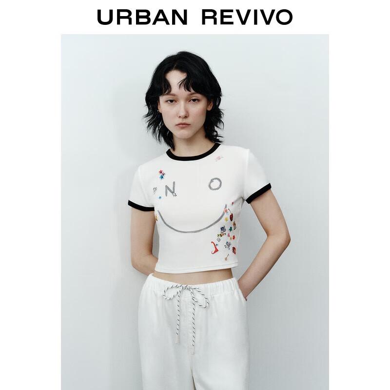 

UR 2025 Autumn Women s Trendy Fun Print Color Block Slim Fit T-Shirt L