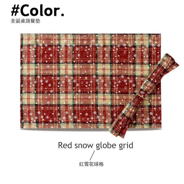 2026 1PC Red Tablecloth Plaid Table Runner Placemat Heat Insulation Mat Christmas Fabric High Temperature Resistant Home Coaster Decoration