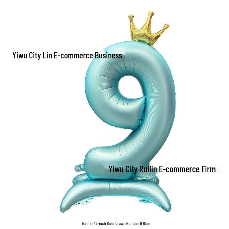 42-Inch Standing Crown Birthday Party Prop - Large Number Aluminum Balloon