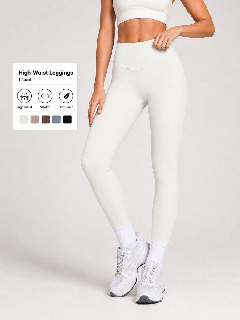 High-Waisted Peach Fitness Leggings for Women - Quick-Dry Yoga & Running Wear