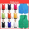 Volunteer Kids Button Boys Girls Vest Solid Color V Neck Sleeveless Irregular Hem Waistcoat Volunteers Activities Uniform