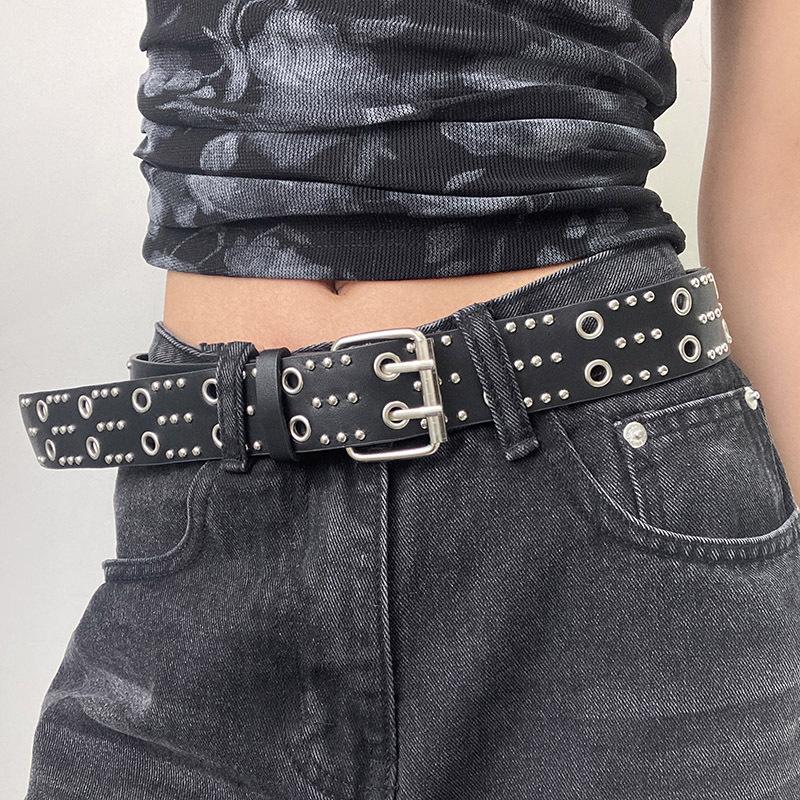 Women's Rivet Belt Fashion Casual Punk Style Pu Leather Waistband Personalized Waistband Decoration Accessory