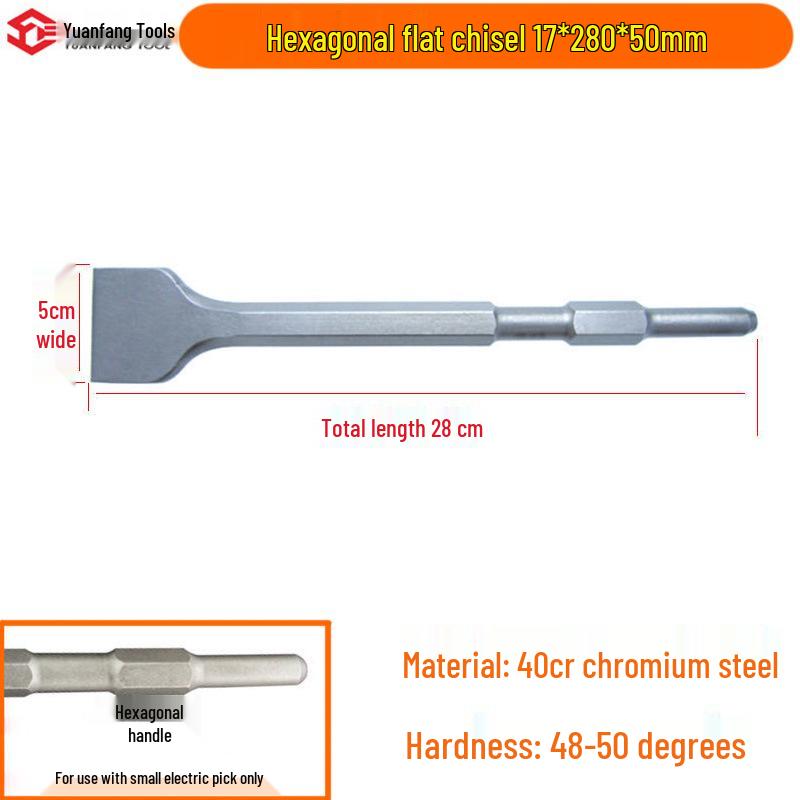 Electric Hammer Drill Set: Square/Round Shank with Pointed, Flat, U-shaped Chisels, Pick Head, Shovel, and Slotting Through-wall Drill.