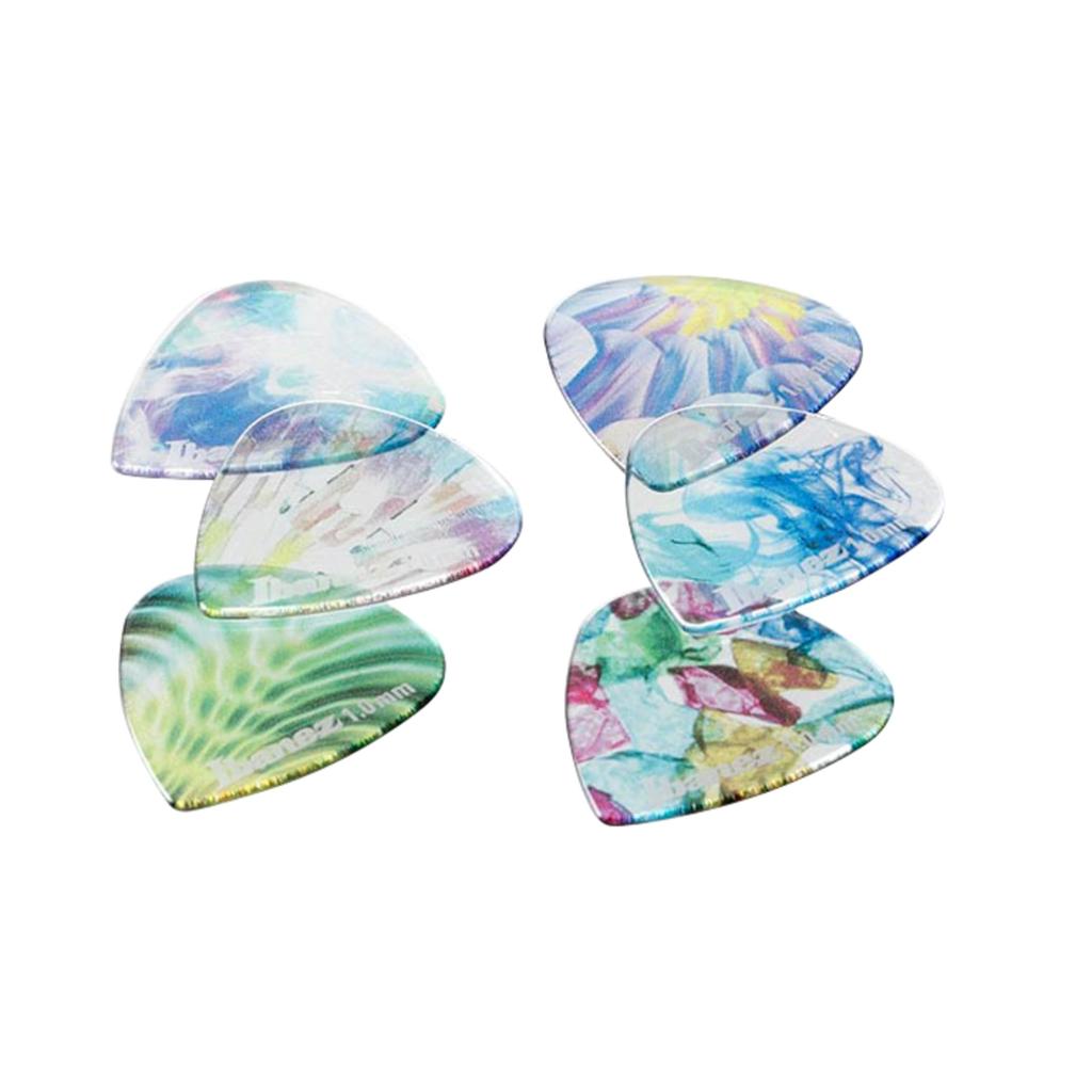 Ibanez KALEIDO Series Picks (Set of 6) - Colorful Tritan Picks, Short Teardrop [1.0mm], PCP16H-C2