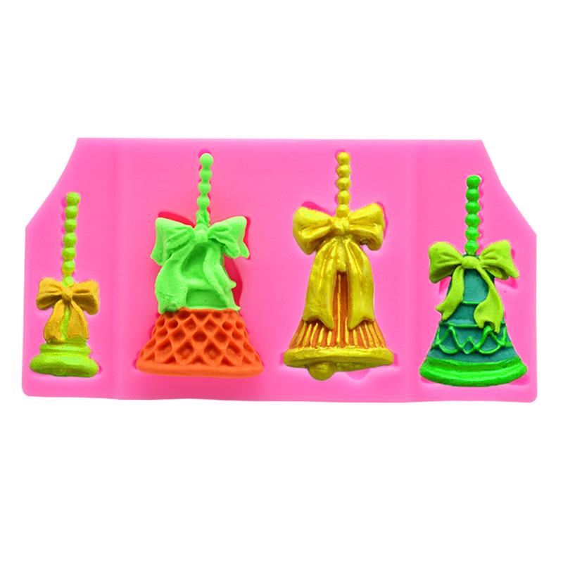Food Grade 3d Christmas Bell Silicone Mold 4 Bells Cake Decorating Tool For Cake Xmas Dacoration Chocolate Mould Christmas Bells