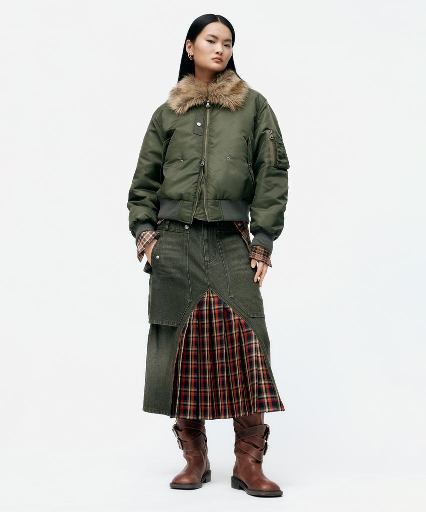 Andersson Bell Raptor Layered Pleats Skirt Apa860W(Washed Green)