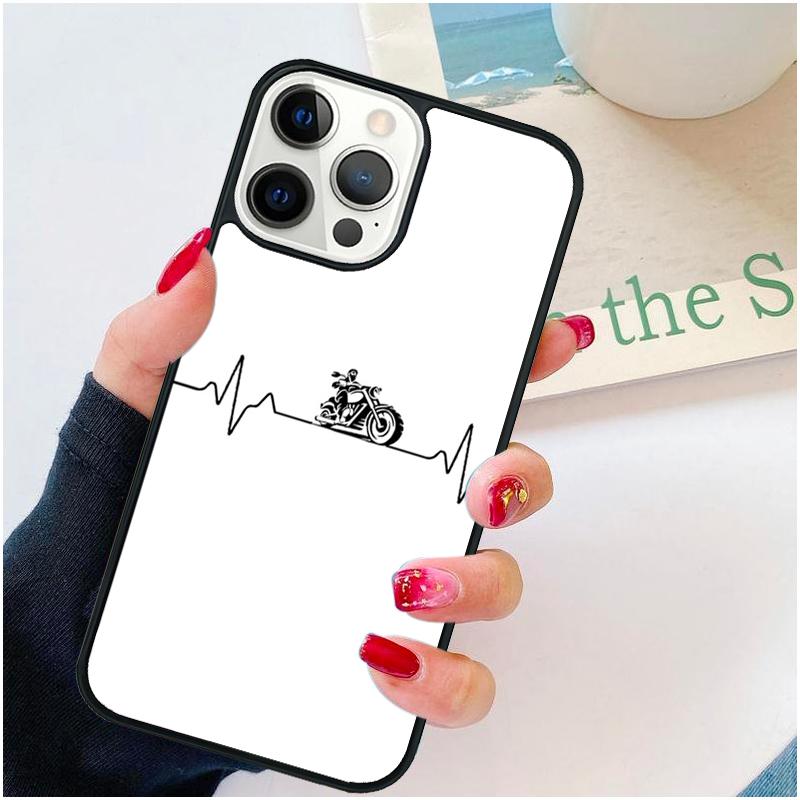 Motorcycle Heartbeat Phone Case For iPhone 17 Air 16 pro max 15 14 plus 12 13 Soft Bumper Shell Cover coque